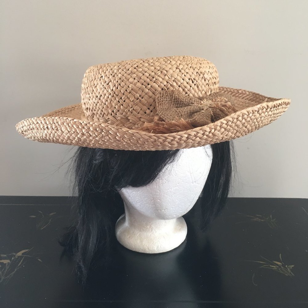 Straw Hat with Decorative Straw Bow